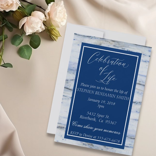 Celebration of Life Memorial Service Blue Flag Invitation (Creator Uploaded)