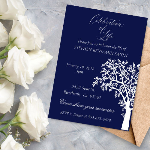 Celebration of Life Memorial Service Navy Tree