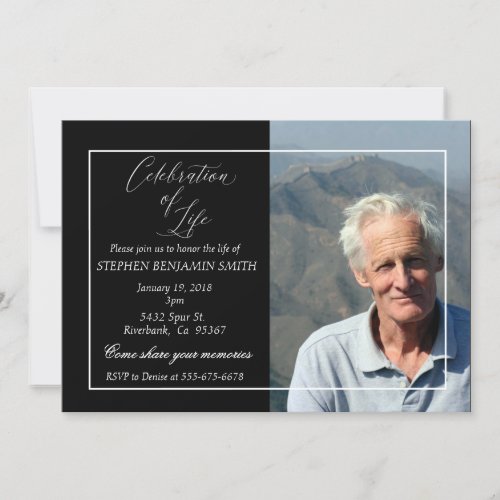 Celebration of Life Memorial Service Photo Custom Invitation