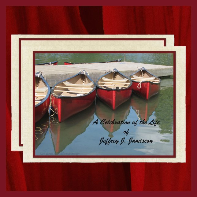 Celebration of Life, Memorial Service, Red Canoes Invitation (Creator Uploaded)