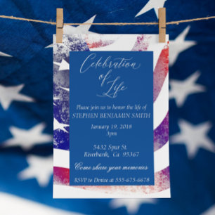 Celebration of Life Memorial Service Veteran Flag Invitation
