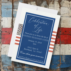 Celebration of Life Memorial Service Veteran Flag Invitation