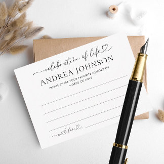 Celebration of Life Memorial Share a Memory Card