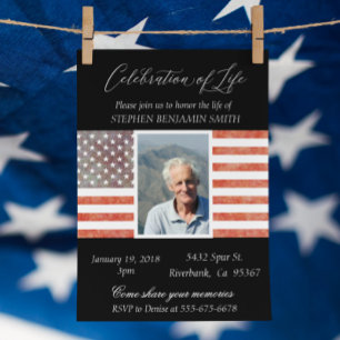 Celebration of Life Memorial Veteran Flag Invitation