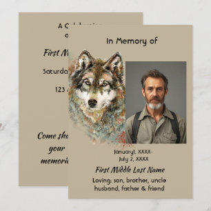 Celebration of Life Memorial Wolf Art Invitation