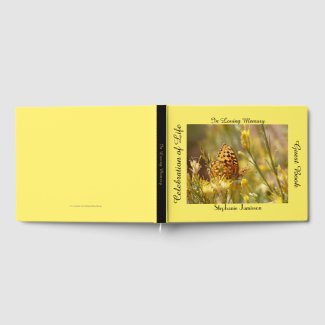 Celebration of Life Memory Book, Yellow Butterfly