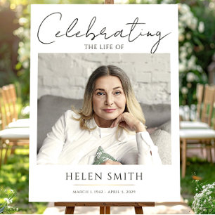 Celebration of Life, Minimalist Elegant Funeral Foam Board