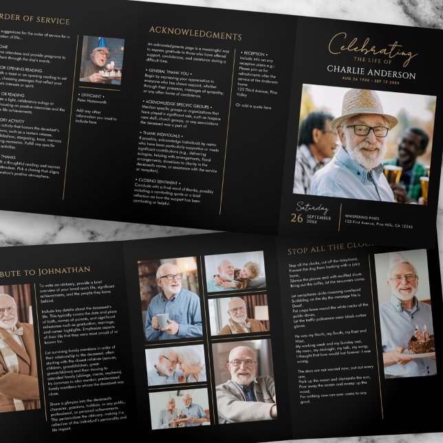 Celebration Of Life Modern 10-Photo Memorial Tri-Fold Program (Creator Uploaded)