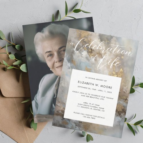 Celebration of Life Modern Abstract Funeral Invitation