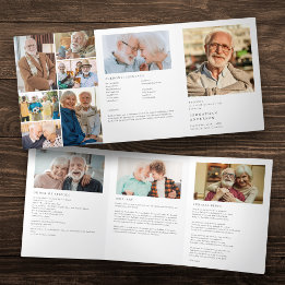 Celebration Of Life Modern Elegant 11-Photo Tri-Fold Program
