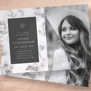 Celebration of Life Modern Elegant Marble Photo Invitation