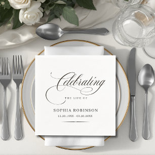 Celebration of Life Modern Elegant Script Funeral  Napkins