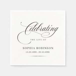 Celebration of Life Modern Elegant Script Funeral Napkins