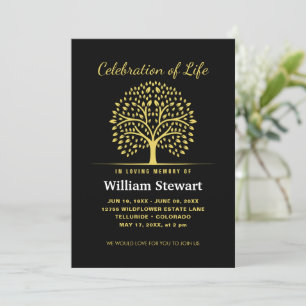 Celebration of Life   Modern Funeral Elegant Tree Invitation