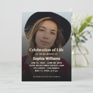 Celebration of Life Modern Funeral Photo Invitation