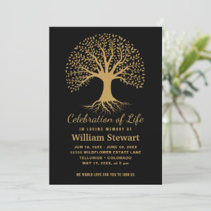 Celebration of Life   Modern Funeral Vibrant Tree Invitation