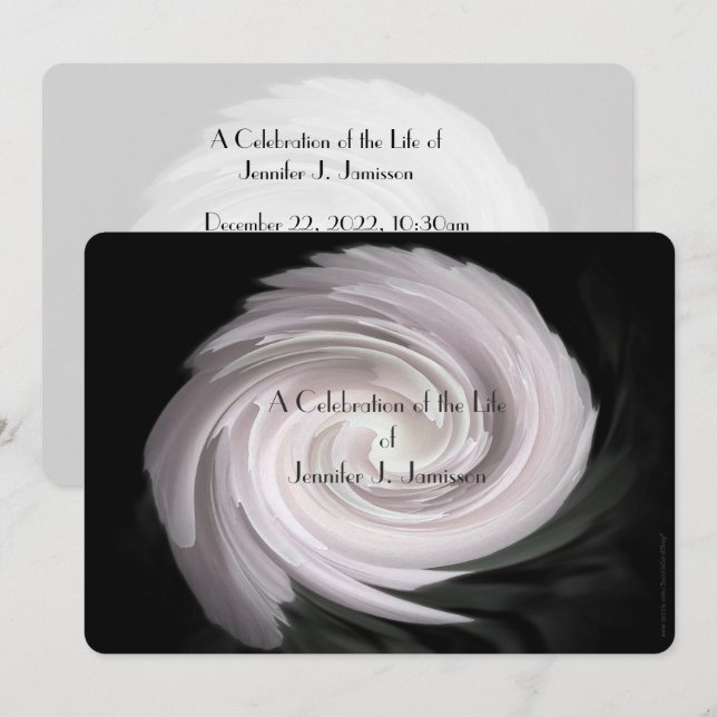 Celebration of Life Modern Pale Pink Swirl Invitation (Front/Back)