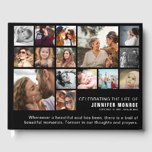 Celebration of Life Modern Photo Collage Grid Guest Book