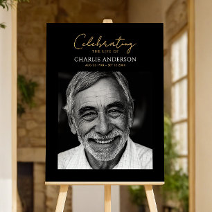 Celebration Of Life Modern Photo Memorial Sign