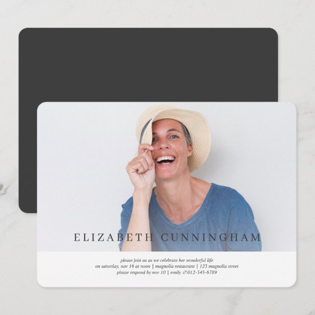 Celebration of Life Modern Simple Elegant Invitation (Front/Back)