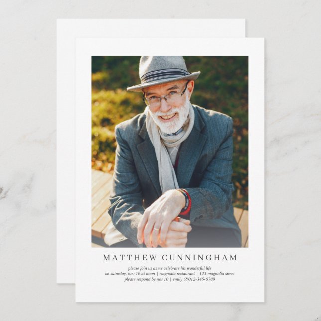 Celebration of Life Modern Simple Elegant Invitation (Front/Back)