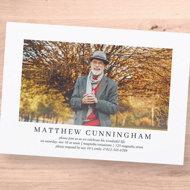 Celebration of Life Modern Simple Elegant Photo Invitation (Creator Uploaded)