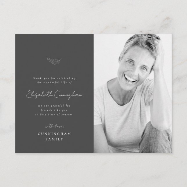 Celebration of Life Modern Simple Minimalist Photo Postcard (Front)