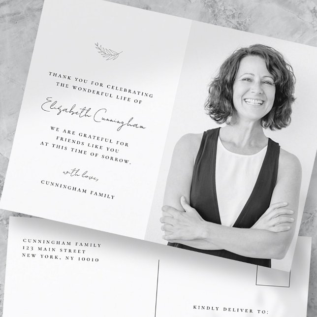 Celebration of Life Modern Simple Minimalist Photo Postcard (Creator Uploaded)