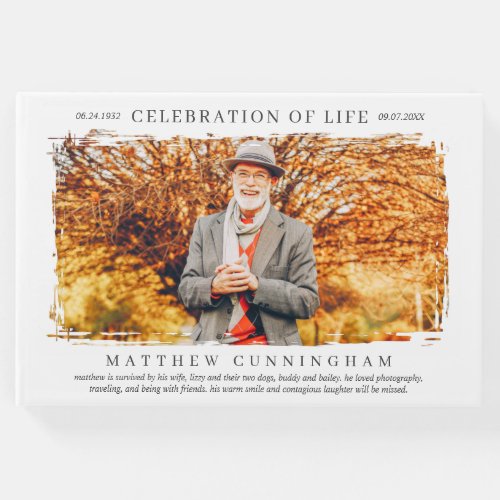 Celebration of Life Modern Simple Photo Guest Book
