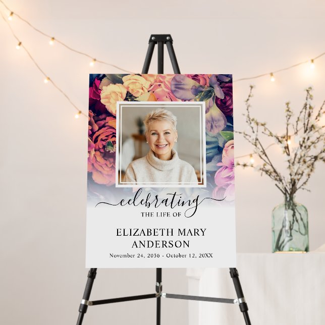 Celebration of Life Moody Floral Photo Foam Board (In Situ (Stand))