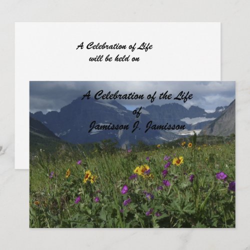 Celebration of Life Invitation Mountain Wildflower