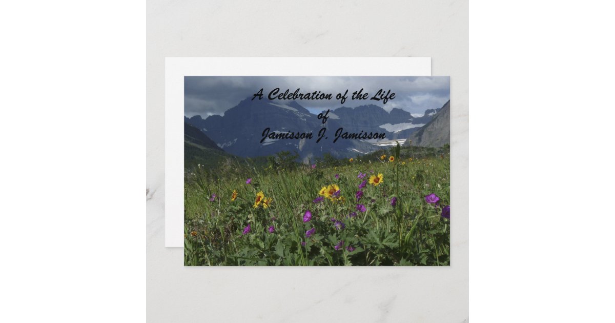 Celebration of Life Mountain Wildflower Scenery Invitation | Zazzle