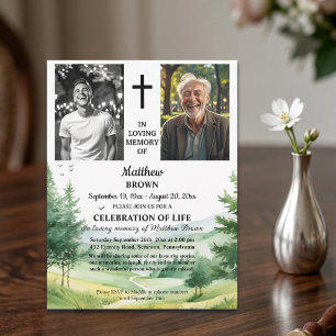 Celebration Of Life Mountains 2 Photos Funeral Invitation