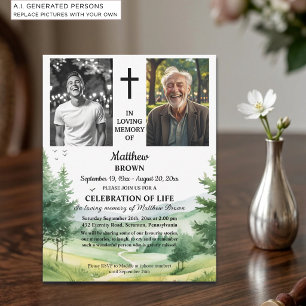 Celebration Of Life Mountains 2 Photos Funeral  Invitation