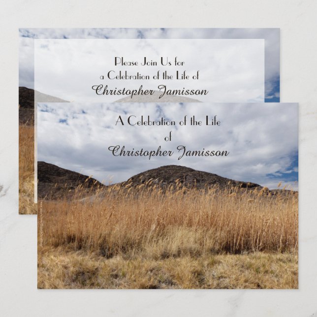 Celebration of Life, Name, Grain in the Breeze Invitation (Front/Back)