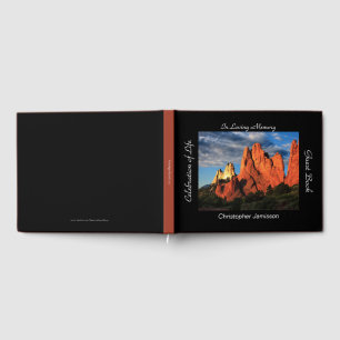 Celebration of Life, Name, Towering Red Peaks Rock Guest Book