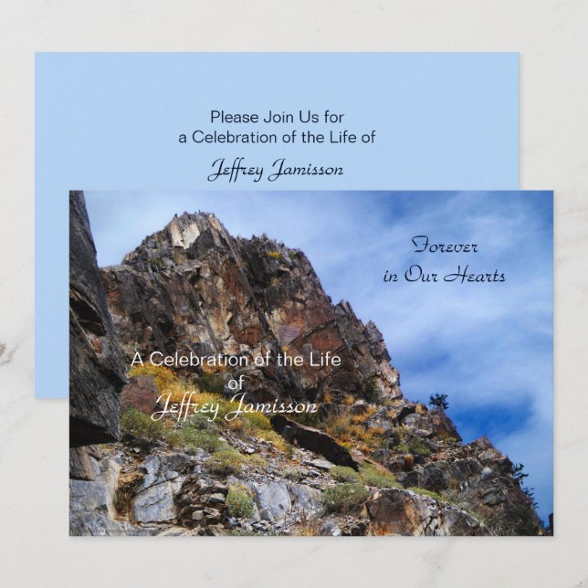 Celebration of Life Nature, Rugged Mountains Invitation (Front/Back)