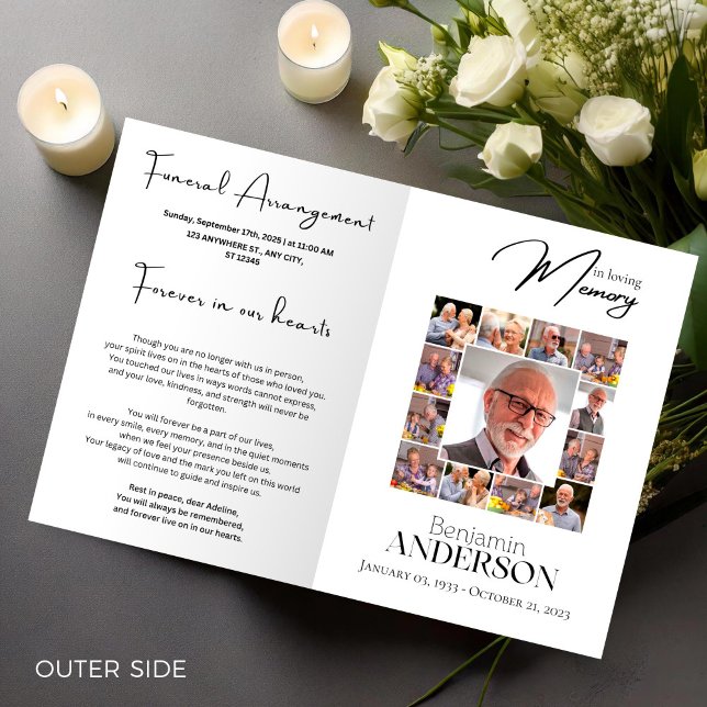 Celebration of Life Obituary Photo Collage Funeral Program (Funeral Program Template Foldable –  Celebration of Life,Obituary,Photo Collage )