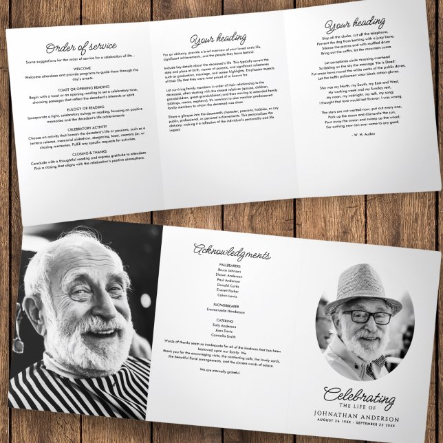 Celebration Of Life Obituary Service Order Funeral Tri-Fold Program (Creator Uploaded)