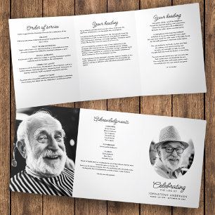 Celebration Of Life Obituary Service Order Funeral Tri-Fold Program