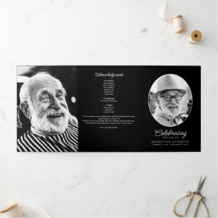 Celebration Of Life Obituary Service Order Funeral Tri-Fold Program