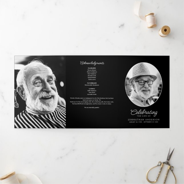 Celebration Of Life Obituary Service Order Funeral Tri-Fold Program (Outside)