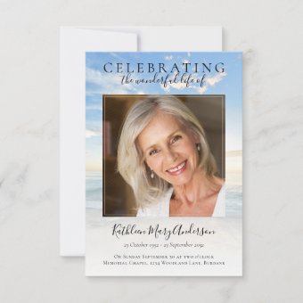 Celebration Of Life Ocean Photo Funeral Invitation 