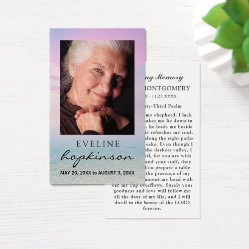 Celebration of Life Ocean Photo Prayer Card