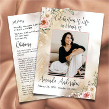 Celebration of Life Peach and Gold Obituary