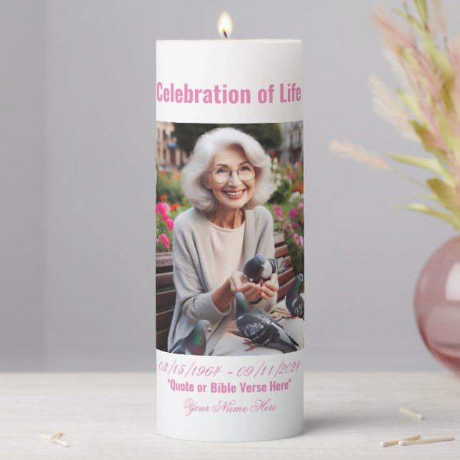 Celebration of Life: Personalized Funeral  Pillar Candle (In Situ)