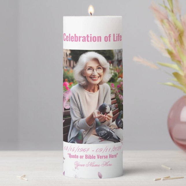 Celebration of Life: Personalized Funeral  Pillar Candle (In Situ)