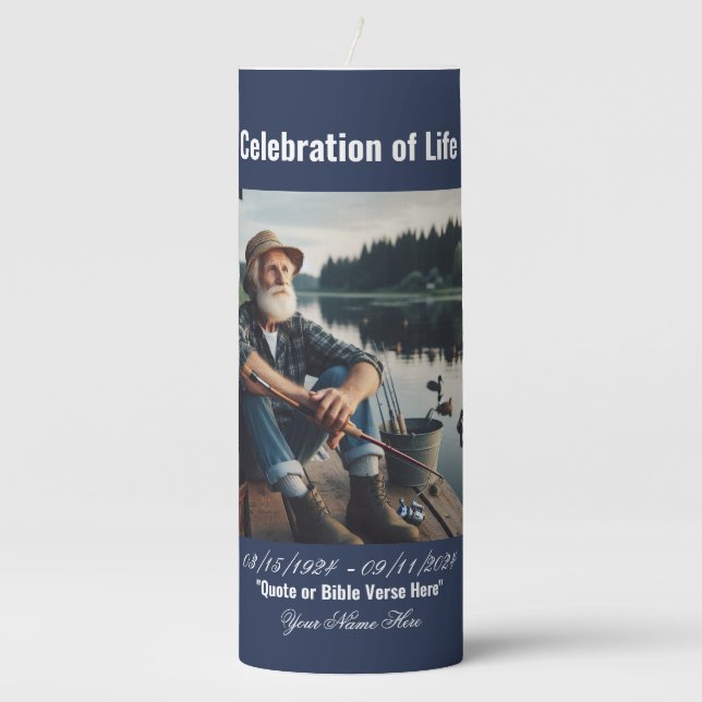 Celebration of Life: Personalized Funeral  Pillar Candle (Front)