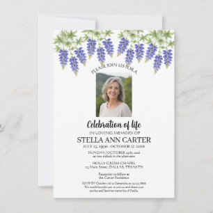 Celebration of Life Photo Bluebonnets Funeral Invitation