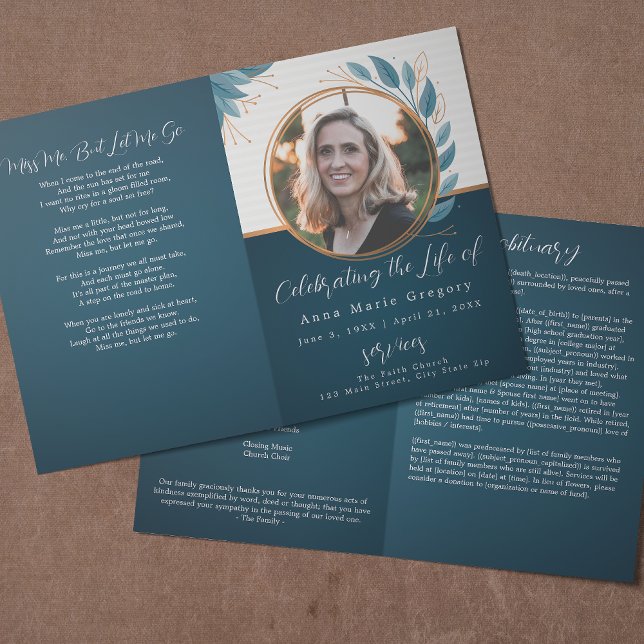 Celebration of Life Photo Bronze Memorial Funeral Program (Creator Uploaded)